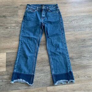 Forever 21 jeans high waisted raw hemmed cropped pants sz small